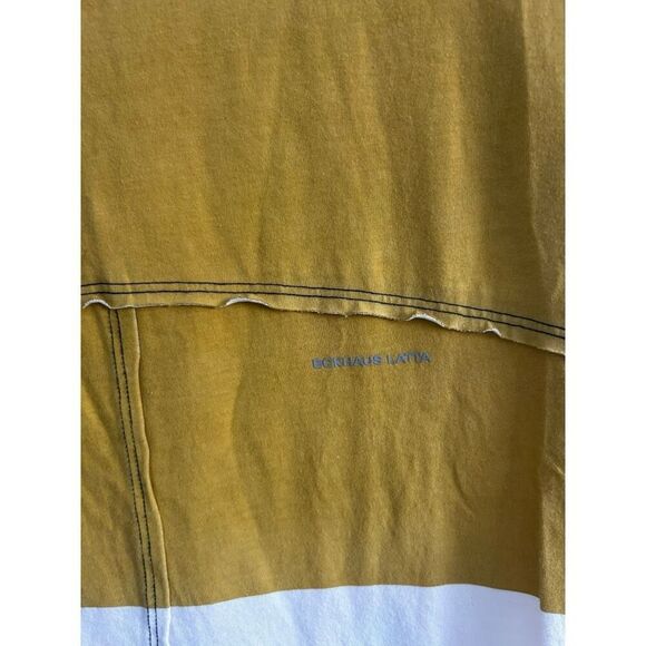 Eckhaus Latta Lapped Seam Cotton Paneled T-Shirt Gold Color block Men's Size XS - Picture 3 of 9